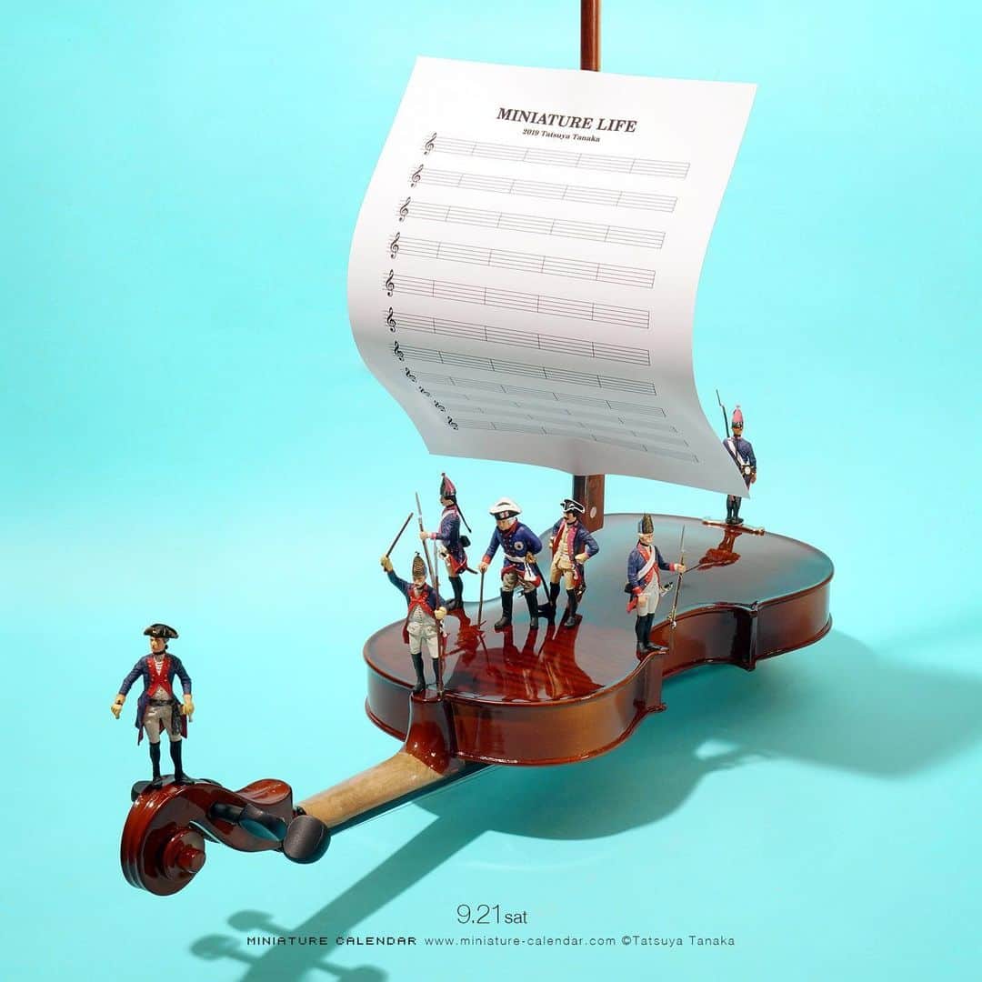 のインスタグラム：「. 9.21 sat “Music of The Wind” . 音楽に革命を . #ヴァイオリン #帆船 #Violin #SailingShip ─────────────── 《Exhibition info》 . 【MINIATURE LIFE展 in 福岡】 Miniature Life Exhibition in Fukuoka 8/31 sat - 10/14 mon ※火曜日休館 #MiniatureLife展 #ミニチュアライフ展 .」