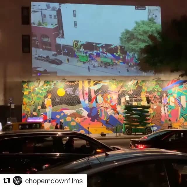 松山智一のインスタグラム：「#Repost @chopemdownfilms  Our video of @tomokazumatsuyama looping at the Bowery Walls. @goldmanglobalarts 🎥 loop 🙏🙏🙏 映像もおまけでループ中」