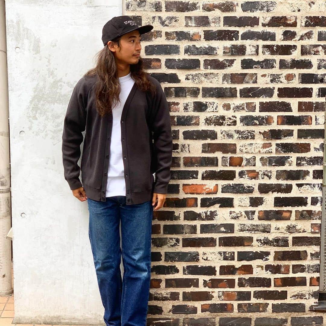 のインスタグラム：「今日のSho. #standardcalifornia #スタンダードカリフォルニア #cardigan #カーディガン #thermal #サーマル #denim #デニム #cap #キャップ #todaysstaffofstandardcalifornia」