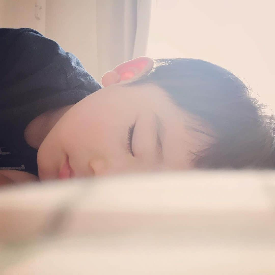 しおりさんのインスタグラム写真 - (しおりInstagram)「癒しのひと時 * * * ついに息子が 私の兄、金城大和が出演していた特撮テレビドラマ『獣電戦隊キョウリュウジャー』にハマり出しました。(親のゴリ押しw) * * 伯父ちゃんがヒーローになる時がきた！ * * 毎日テーマソングを歌って 毎日変身して 毎日戦わさせられて。笑  こうやってスヤスヤ眠っている間は 戦隊母ちゃんもお休みです * * * ちなみに息子は キョウリュウピンクになりたいとのことです♡笑  #母目線 #2歳8ヶ月 #獣電戦隊キョウリュウジャー  #金城大和 #キョウリュウブルー #最強のブレイブ #戦隊母ちゃん」9月21日 16時04分 - shiori_kinjo