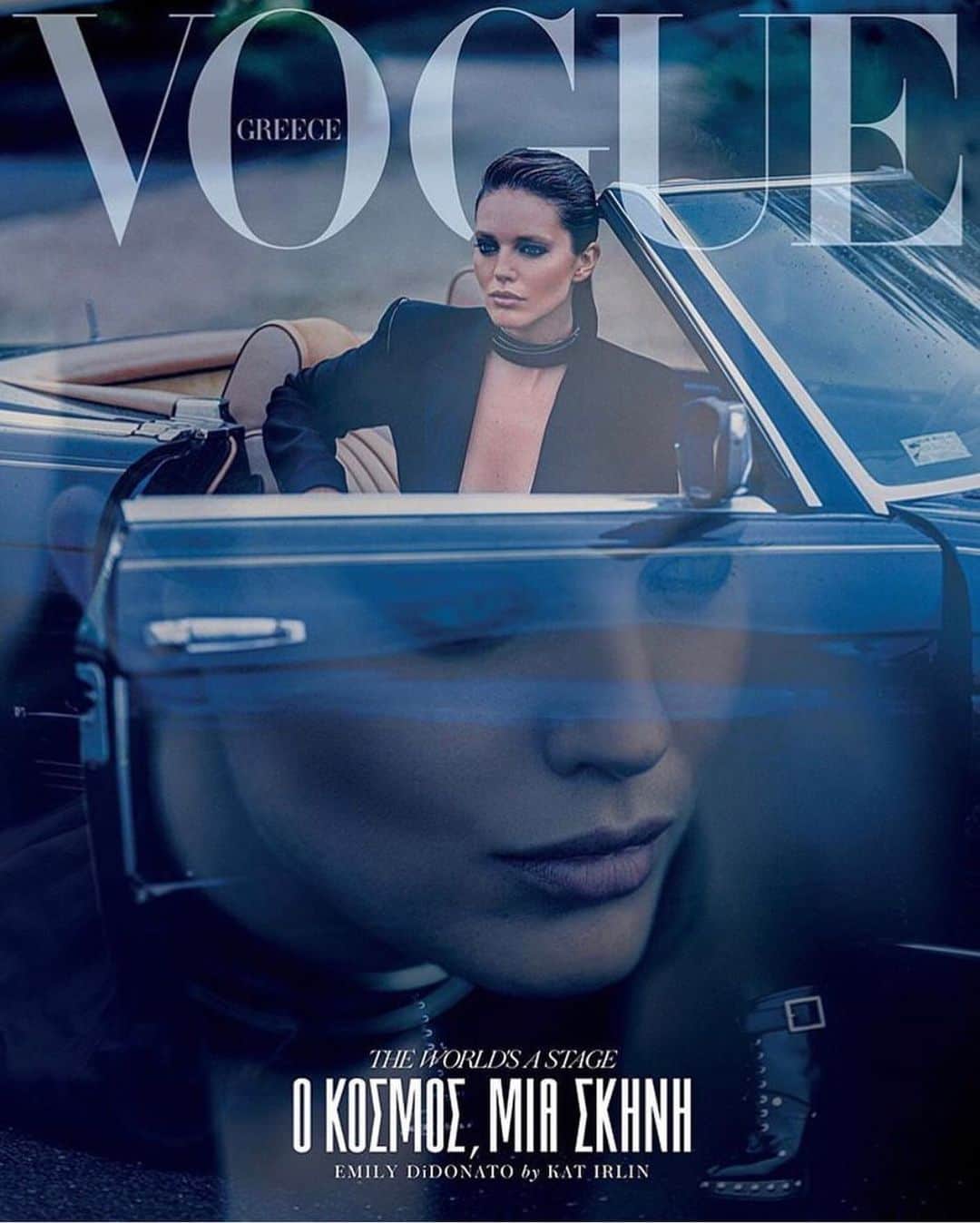 エミリー・DiDonatoのインスタグラム：「NEW cover of @voguegreece !!! 💙🚨 @kat_in_nyc kat_in_nyc @josephcarrillo @brittanwhite @annakatsanis @thaleiavoguegr」