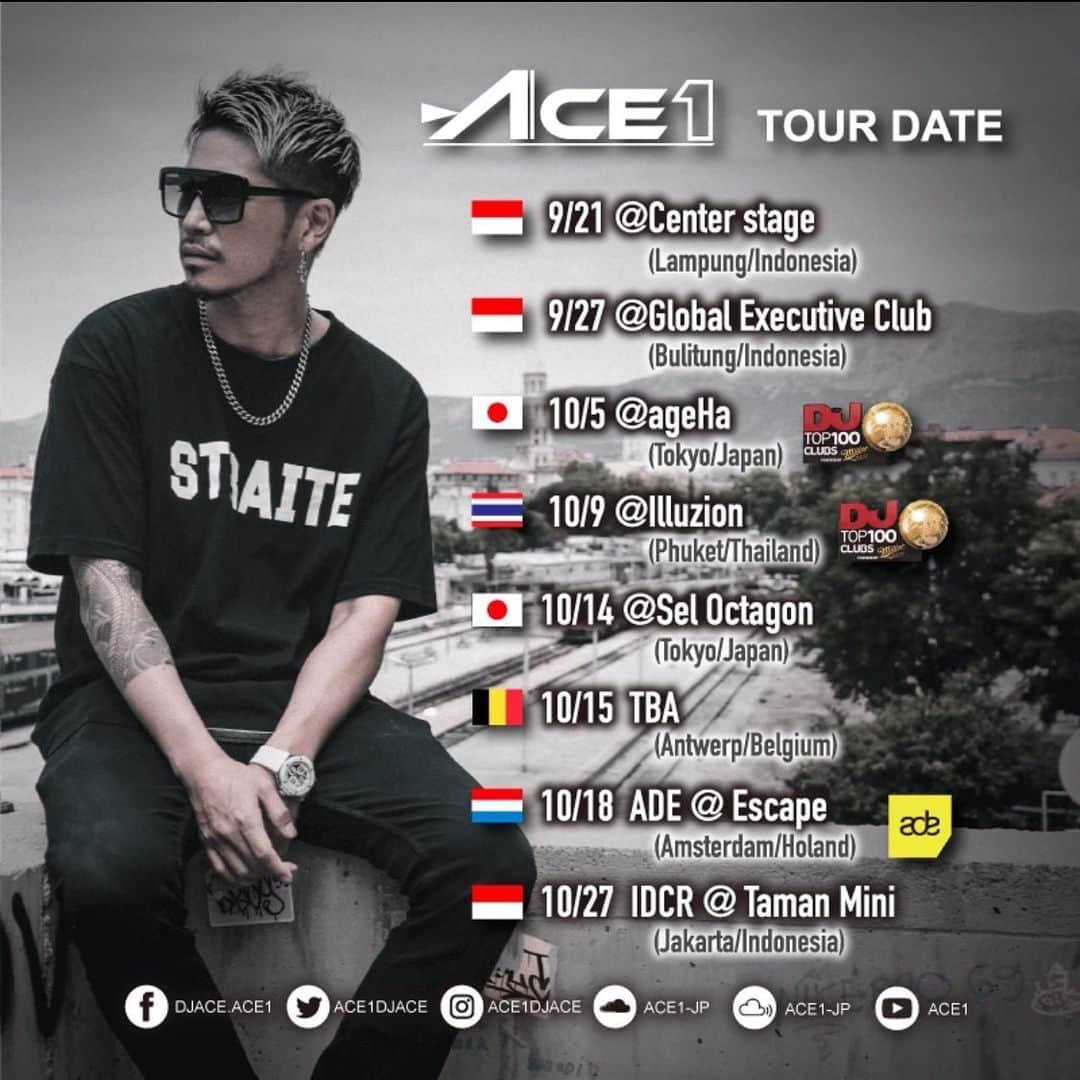 DJ ACEさんのインスタグラム写真 - (DJ ACEInstagram)「🌍🇮🇩🇯🇵🇹🇭🇧🇪🇳🇱﻿ ACE1 UPCOMING TOUR DATE﻿ ﻿ #ACE1 ﻿ #ACE1DJLIFE ﻿ #WorldTour ﻿ #ADE #SeeYouTonightLampung ※ESCAPE → SUGY WONG」9月22日 1時17分 - ace1djace