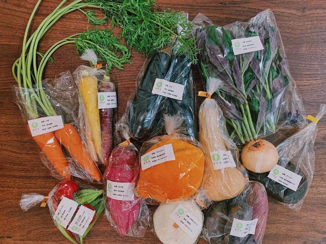 有末麻祐子さんのインスタグラム写真 - (有末麻祐子Instagram)「この野菜を見てるだけて幸せ☺️ こんなにセンス良い野菜がお家に届くなんて☺️💯 友人の幸也 @yukiya.terai とタケが直接農家さんを訪ねて契約をしたオーガニックの野菜たち。 それがお家に届く、幸野菜 @yukiyasai5  道の駅やデパートでは時々見る野菜ですが、珍しいお野菜って探そうと思っても中々普通のスーパーでは置いてなかったり、、 幸野菜 @yukiyasai5 のお野菜で 普段の食卓を華やかにしてみては？☺️ #幸野菜」9月22日 19時20分 - mayukoarisue