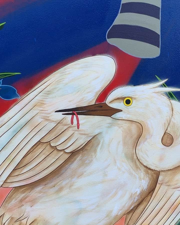松山智一のインスタグラム：「Day 13, I think friends have all been welcomed 🌸🐦🦅💐🍀#bowerywall  そろそろ。」
