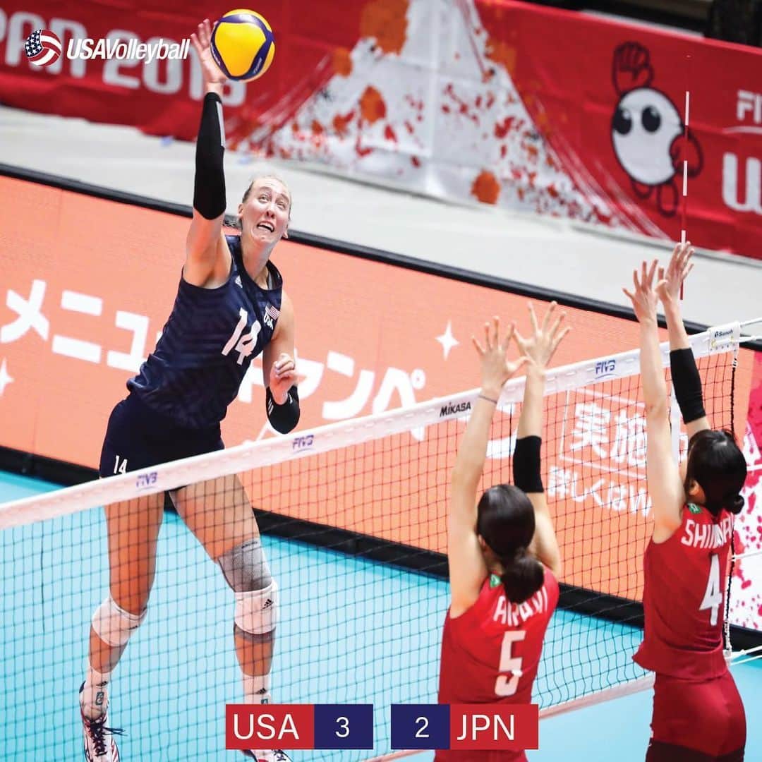 USA Volleyballさんのインスタグラム写真 - (USA VolleyballInstagram)「@bartschhackley14 scored 30 points in leading @usavwnt to 5-set win over 🇯🇵 in FIVB #FIVBWWCup. @teamusa meets 🇨🇳 on Monday at 2 am ET in battle of lone undefeated teams.」9月22日 22時16分 - usavolleyball