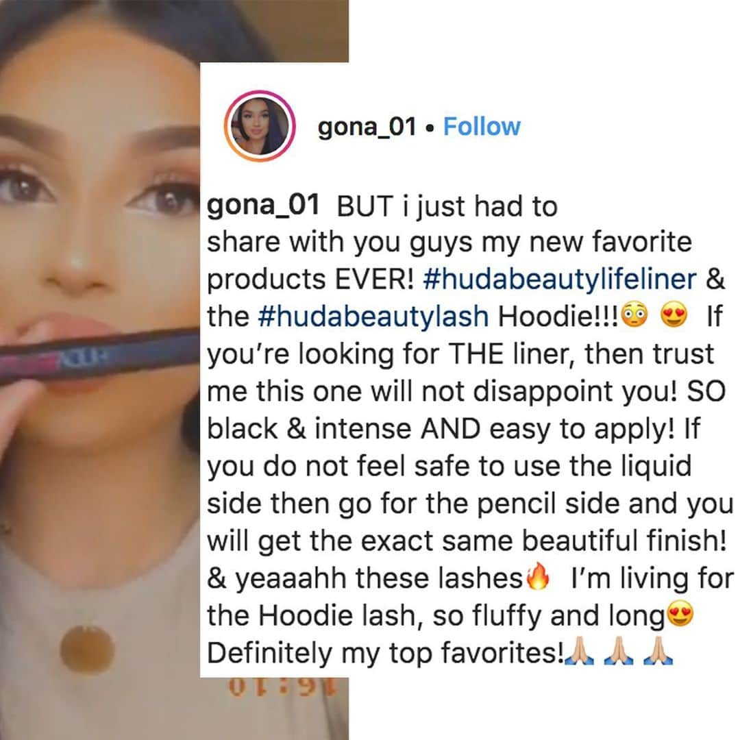 Huda Kattanさんのインスタグラム写真 - (Huda KattanInstagram)「The reviews on #hudabeautylifeliner have been AMAZING 🙏🏽🙏🏽🙌🏽 Thank you guys!!! I love you all soo  MUCH!! ❤️❤️❤️ @beautybymathu @makeup.by.farahh @nathaliebbyy @gona_01」9月22日 22時40分 - hudabeauty