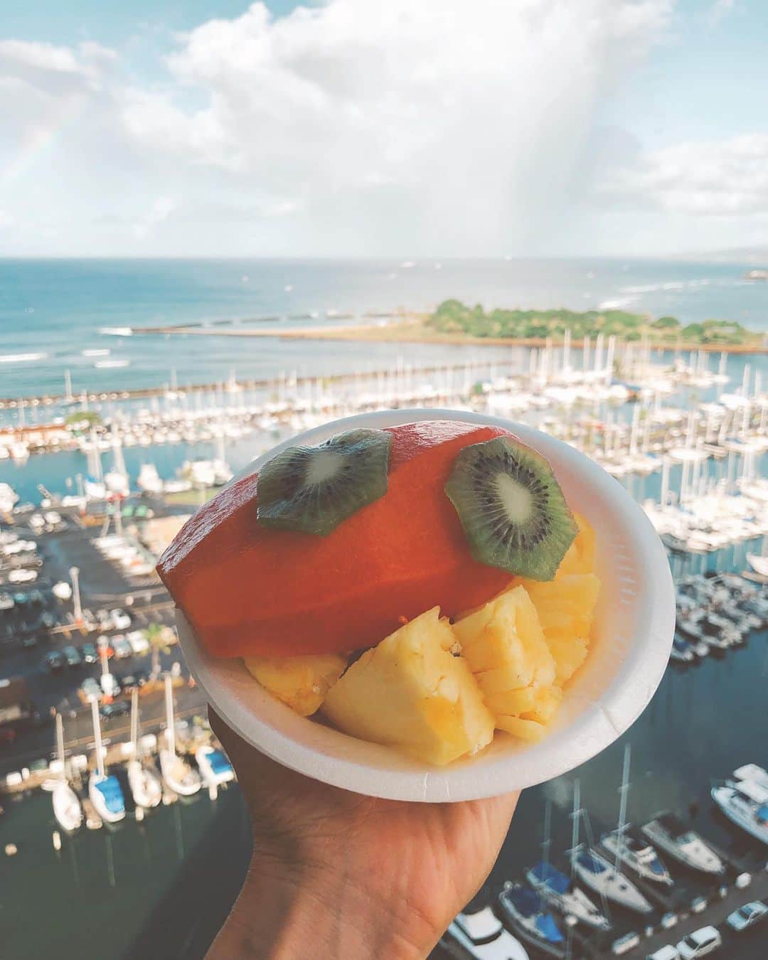 EMILY/BLUEさんのインスタグラム写真 - (EMILY/BLUEInstagram)「パパイヤもパイナップルも 甘過ぎた美味し過ぎた🤪🤪🤪 #waikiki #hawaii #aloha #goodmorning #fruit #ハワイ #朝食 #フルーツ #高橋果実店 #ワイキキ」9月23日 8時44分 - emilybluejewelry0220