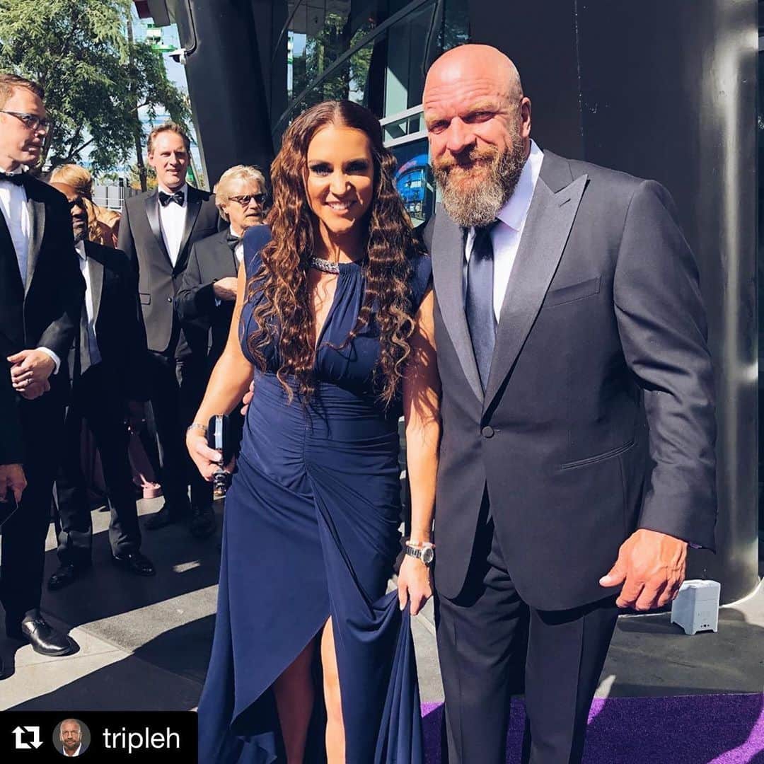 WWEさんのインスタグラム写真 - (WWEInstagram)「@stephaniemcmahon and @tripleh take over the purple carpet at the #Emmys2019 in LA! @foxtv ‬」9月23日 9時34分 - wwe
