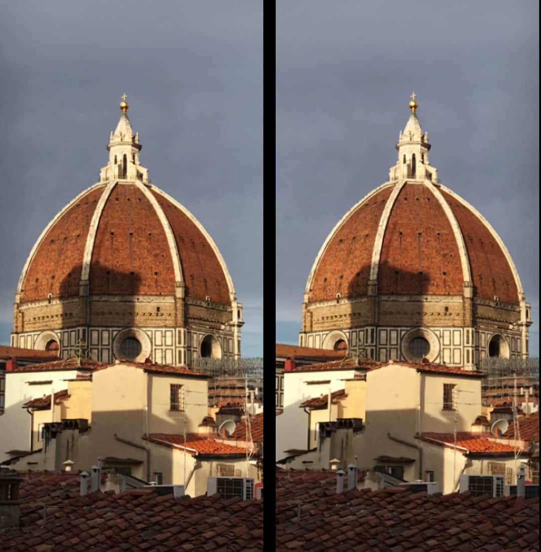 ブライアン・メイさんのインスタグラム写真 - (ブライアン・メイInstagram)「I’ve been enjoying the beauty of Italy. I sat mesmerised watching the light from the setting sun play on Brunelleschi’s wonderful cathedral dome.  And I reflected on the myriad cultural wonders of Europe that I’ve been privileged to see in close-up over the years we’ve been taking our music around the world.  I love Europe, and pray that somehow a miracle will happen and we will stay a part of it.  Swipe to change from parallel stereo to cross-eyed version.  Bri」9月23日 1時40分 - brianmayforreal