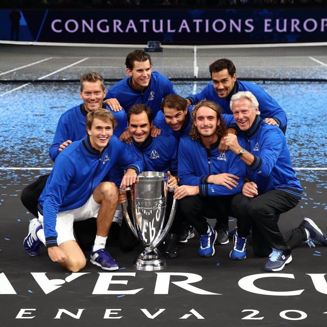 ドミニク・ティエムさんのインスタグラム写真 - (ドミニク・ティエムInstagram)「@lavercup 2019 Champions 🇪🇺💫 It was simply amazing 💙🏆 #lavercup #teameurope」9月23日 4時15分 - domithiem