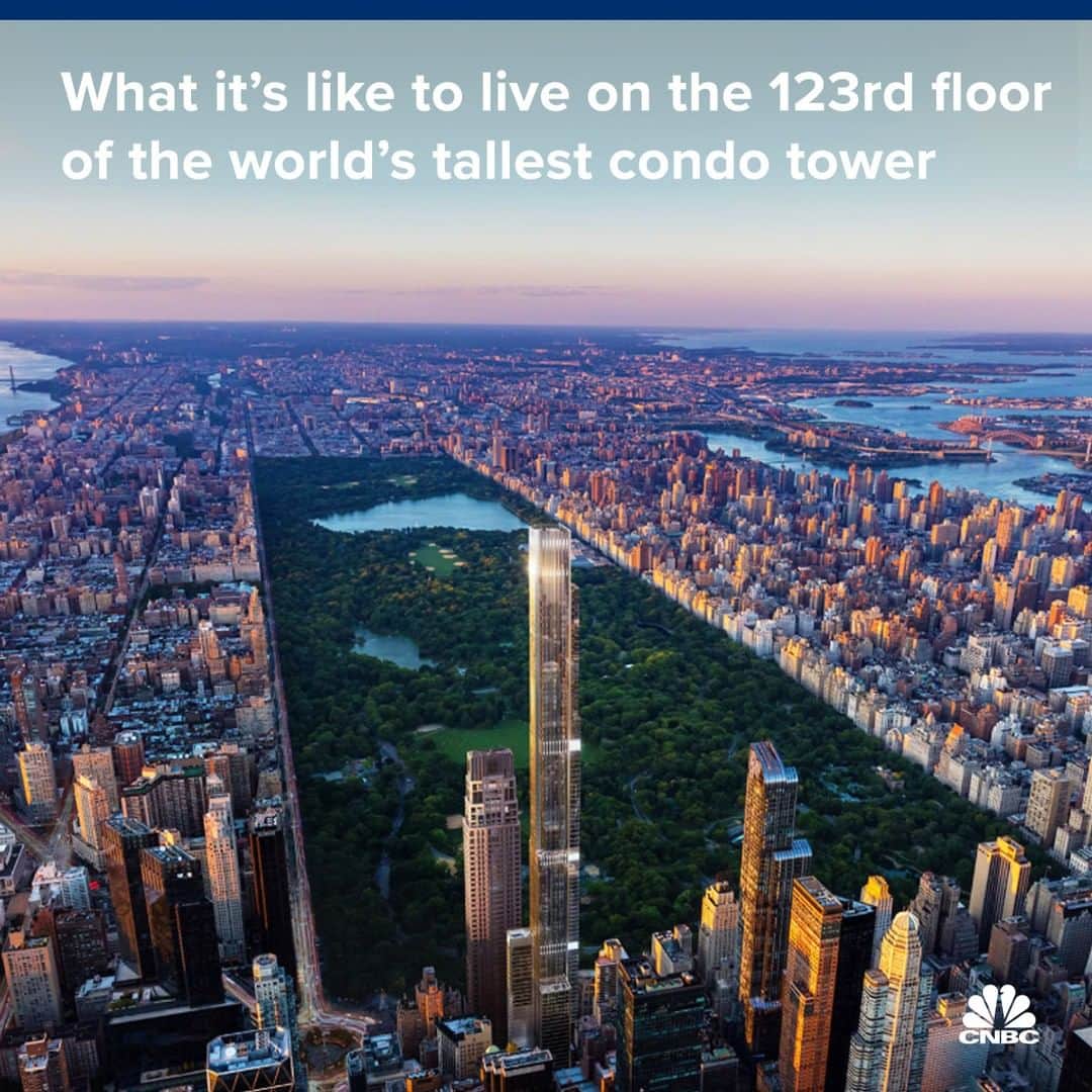 CNBCさんのインスタグラム写真 - (CNBCInstagram)「If you’re afraid of heights, don’t look down. 😳⁠ ⁠ The view from the 123rd floor of the world’s tallest apartment building is mind-blowing, to say the least.⁠ ⁠ Looking down on the Empire State Building, you aren’t just above New York City — you lord over it.⁠ ⁠ Cars become toys.⁠ ⁠ People become dots.⁠ ⁠ Your head is truly in the clouds.⁠ ⁠ Central Park Tower is not just a new building — it’s a statement. Topping off at 1,550 feet, with 131 floors, it will be the world’s tallest residential building. It may also be the most expensive condo project ever, with up to $4 billion worth of apartments to be sold.⁠ ⁠ Curious what it looks like on the inside?⁠ ⁠ Visit the link in bio to take a peek. 👀」9月23日 20時00分 - cnbc