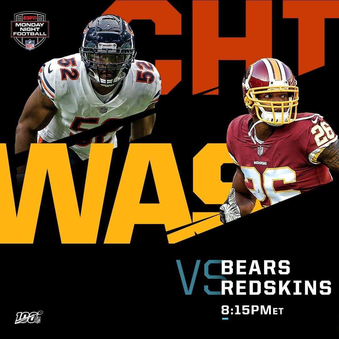 NFLさんのインスタグラム写真 - (NFLInstagram)「The @chicagobears vs the @redskins on MONDAY NIGHT FOOTBALL! 🏈」9月23日 21時02分 - nfl