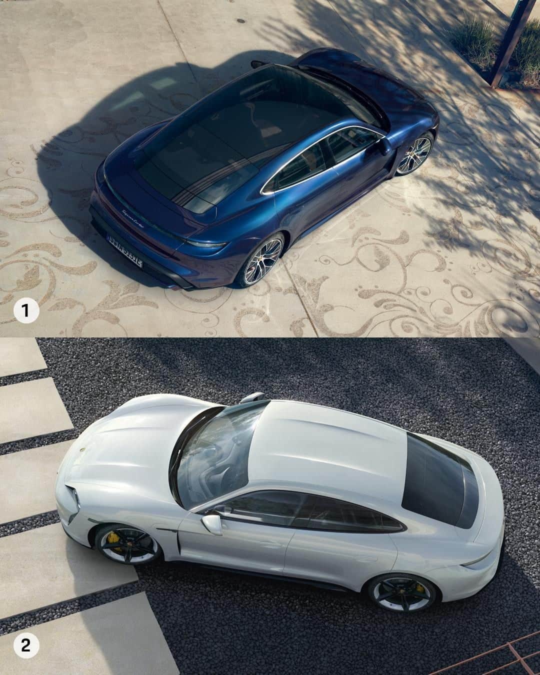 Porscheさんのインスタグラム写真 - (PorscheInstagram)「How would you like a Taycan roof over your head? Fixed panoramic glass with an airy sense of spaciousness (1), or a sporty roof made of lightweight aluminium (2)? #Taycan #TaycanTurbo #TaycanTurboS #SoulElectrified #Porsche _ Taycan models: Electricity consumption: combined: 26,9 – 26,0 kwh/100 km; CO2 emissions: combined: 0 g/km」9月24日 0時20分 - porsche