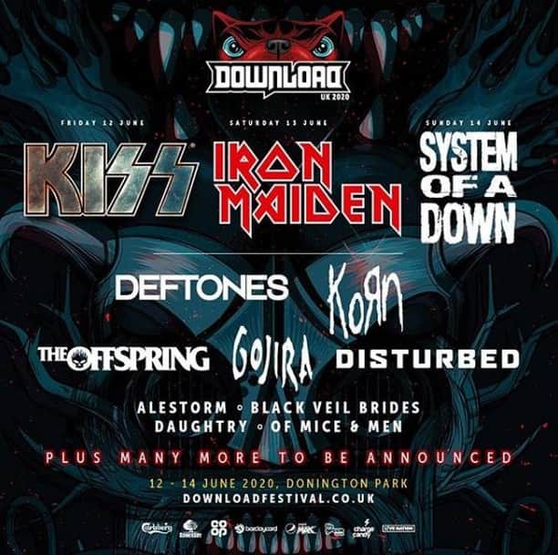 Alternative Pressさんのインスタグラム写真 - (Alternative PressInstagram)「2020 is already shaping up to be a massive year with the first announcement of @downloadfest ⁠ LINK IN BIO⁠ .⁠ .⁠ .⁠ #dowloadfest #download202 #DL2020 #kiss #ironmaiden #systemofadown #deftones #korn #theoffspring #gojira #disturbed #alestorm #blackveilbrides #bvb #daughtry #ofmiceandmen #altpress #alternativepress」9月24日 0時35分 - altpress