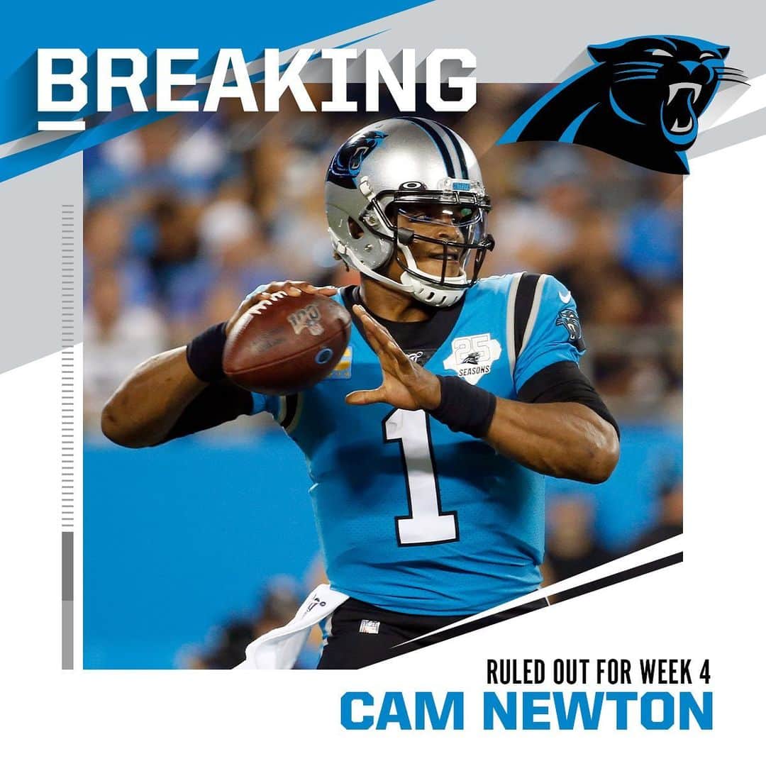 NFLさんのインスタグラム写真 - (NFLInstagram)「Panthers QB Cam Newton (foot) ruled out for Week 4 vs. Texans. 📷: Brian Blanco/AP」9月24日 0時54分 - nfl