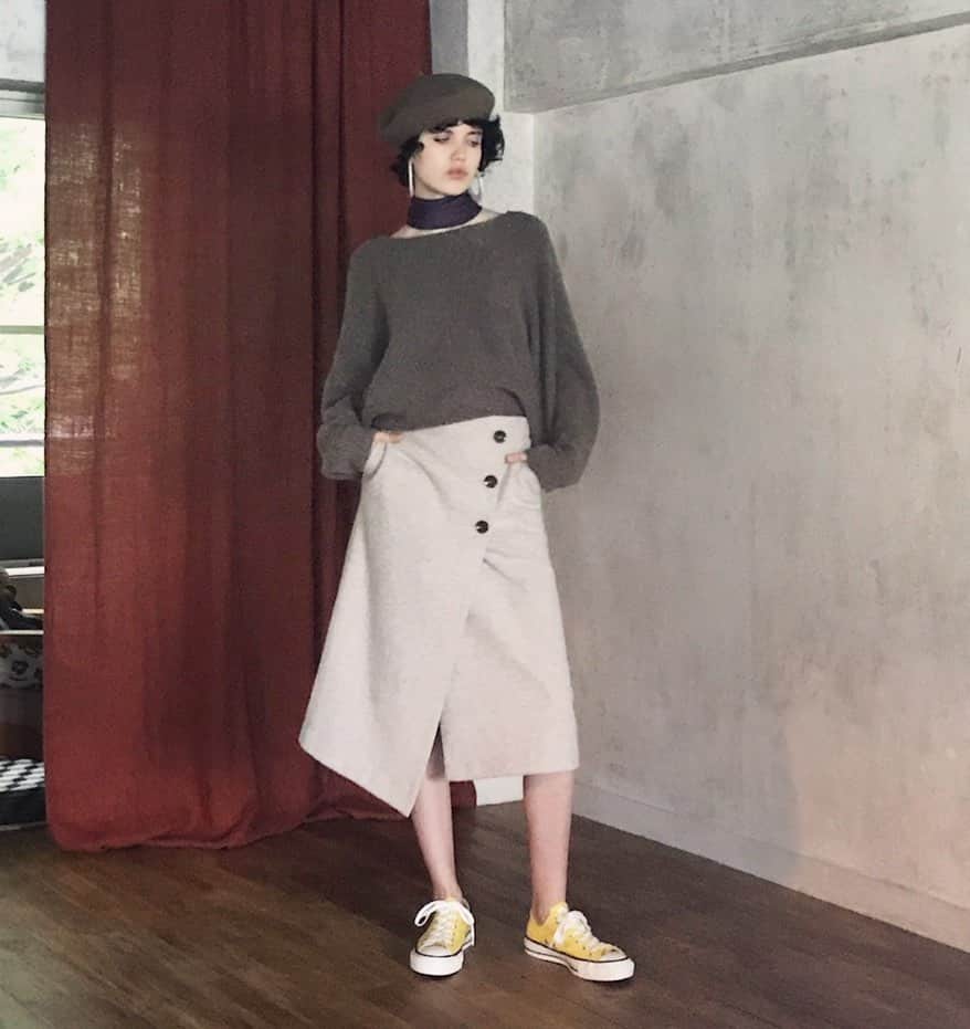 風間ゆみえのインスタグラム：「あと、早く欲しいもの。  @la_marine_francaise_official の ラップスカート  お洒落の秋ですね  多分、一年で一番お洒落が楽しい季節ね」