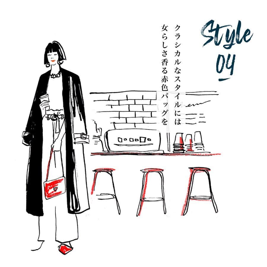 Felisi Japan 〔フェリージ〕さんのインスタグラム写真 - (Felisi Japan 〔フェリージ〕Instagram)「【クラシカルなスタイルには女らしさ香る赤色バッグを】 . コンパクトなミニショルダーバッグは、カジュアルからパーティーシーンまで様々な場面で活躍するデザイン。上品な質感のレザーと鮮やかな赤色が、コーデに品の良い色気を演出してくれます。シックなアウターの差し色にしたり、エレガントな雰囲気を出したい時に。 . Model No. 15/47/1/LD+DS . . . #felisi #bag #womensbag #aw19 #illustration #fashion #coordinate #shoulderbag #フェリージ #イラストレーター #ヨシダエリ #ファッション #コーディネート #カラーコーデ #レディースファッション #ファッションイラスト #ショルダーバッグ #ミニバッグ」9月24日 12時10分 - felisi_japan