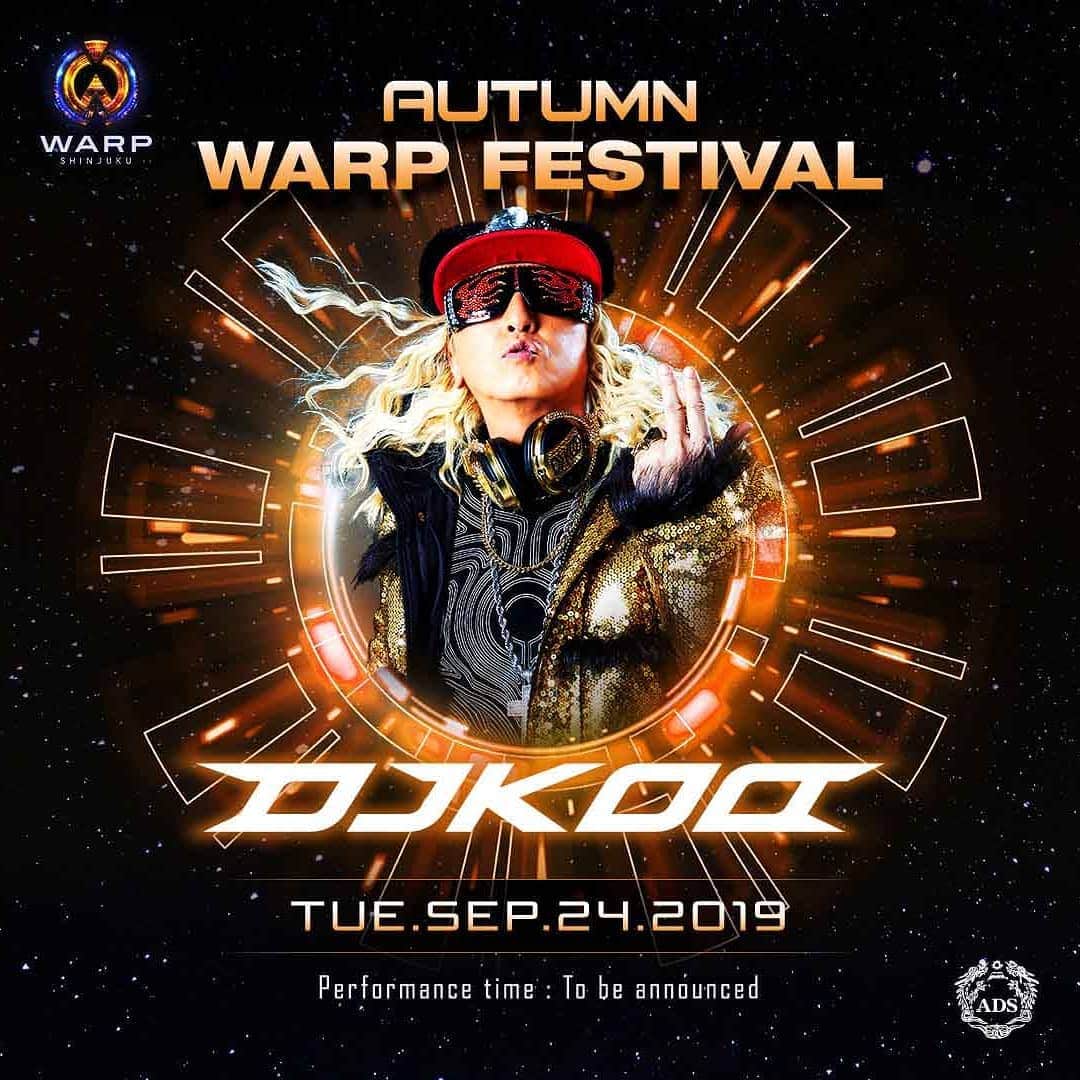 のインスタグラム：「本日、新宿 WARP AUTUMN FESTIVAL！！ 今日は地を這うようなゴリゴリのtrapからHARDまで！！攻め盛りでイクんで！！是非遊びに来て下さい！！甘っちょろいDJはしない！！ #warpshinjuku #DJKOO」