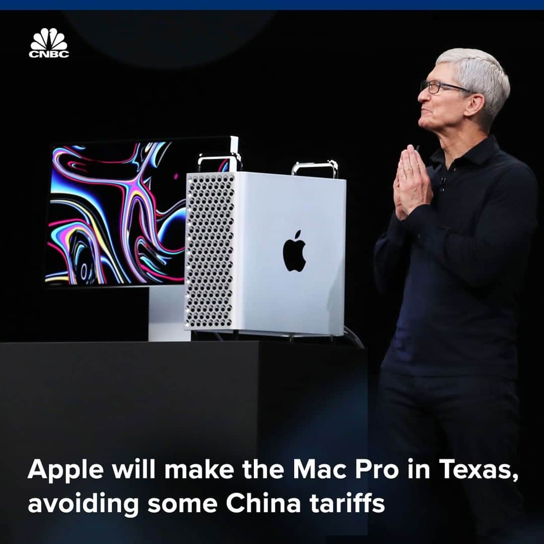 CNBCさんのインスタグラム写真 - (CNBCInstagram)「The Mac Pro desktop is officially the only major Apple computer to be assembled in the U.S.⁠ ⁠ The company just announced it will manufacture the desktop in Austin, Texas.⁠ ⁠ Apple said it received federal product exclusions, enabling it to import some Mac Pro parts without paying tariffs.⁠ ⁠ Even so, the company said the new Mac Pro models include over two times more American-made components than previous models.⁠ ⁠ But Apple still faces the looming threat of tariffs — most of its products, including the iPhone, are assembled in China. Come December, nearly all of the company’s products will face import levies.⁠ ⁠ For more details on why Apple chose to manufacture the computer in the U.S., visit the link in bio.」9月24日 5時10分 - cnbc