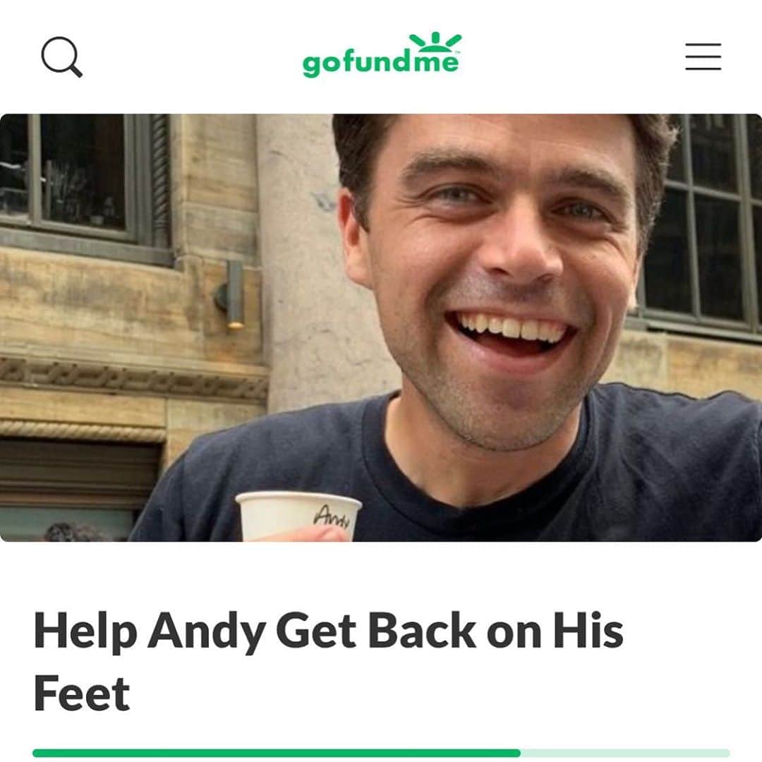 アシュレー・ジョンソンのインスタグラム：「Hello my friends! This is my buddy Andy. One of the INCREDIBLE focus pullers on Blindspot. He’s been working on the show for years and he can pretty much turn a tough day, into a great day. Just by being him. On a show like ours, we work crazy hours. Because of that, your crew becomes your second family. Andy cares, he’s damn good at his job and he works his ass off.  Recently, he was biking to work and got hit by a car and shattered his pelvis. He’s in rough shape and therefore, not able to come to work. As a freelancer (as so many of you know), when something like this happens, it’s very tough. It’s tough on you and it’s tough for your whole family.  Things like this shouldn’t happen to good people. But when it does, that’s our chance to step in and help.  Andy, you are missed on set, BIG TIME. I wish you a speedy recovery and sending all the love to you, your wife, your kids and your family. Get better soon, you ding dong.  Should you feel like donating, the link is in my bio. Any amount is helpful. Truly.」
