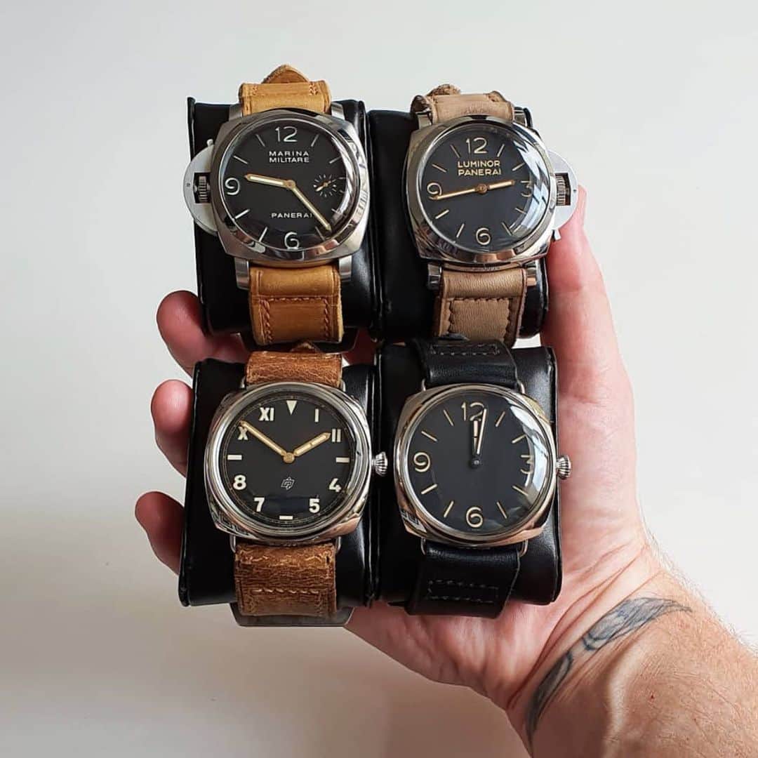 パネライのインスタグラム：「Which one of these out of the quartet would you take to start your collection?  #Panerai #PAM217 Destro, #PAM372, #PAM424, or #PAM721? Pic by @ishaked #paneraicentral」