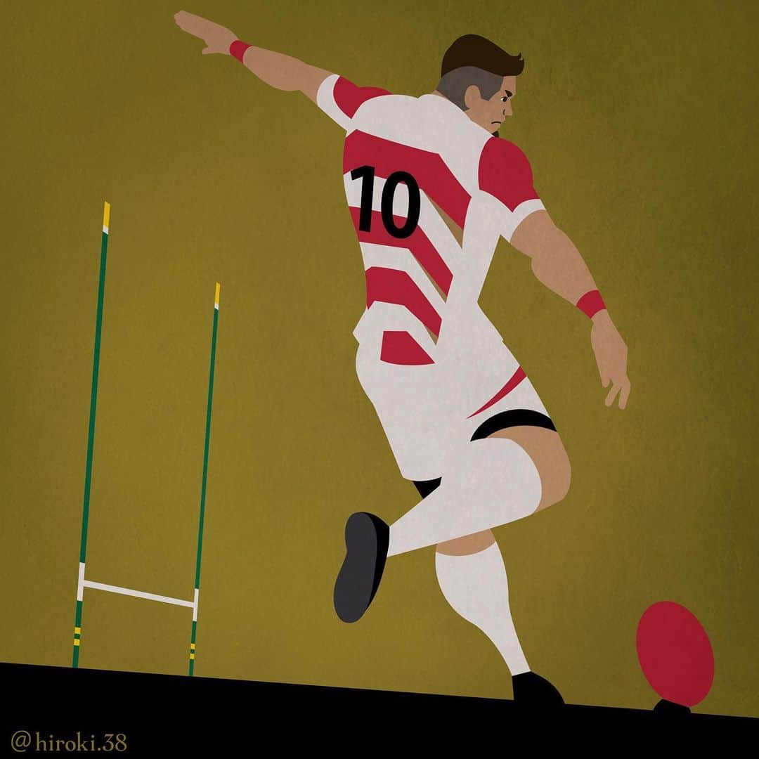 hiroki.38さんのインスタグラム写真 - (hiroki.38Instagram)「超えていけ／To an unknown height . . #田村優 #田村 #キック #準々決勝 #南アフリカ #ラグビーワールドカップ #W杯 #開幕 #ラグビー #日本代表 #ブレイブブロッサム #イラスト #サッカー #ラグビーイラスト #rugbyplayer #rugbyillustration #vectorart #illustrator #illustrations #yutamura #tamura #kotaromatsushima #oneteam #rwc2019 #rwc東京 #braveblossoms #rugbyworldcup #SouthAfrica #quaterfinals」10月20日 5時21分 - hiroki.38