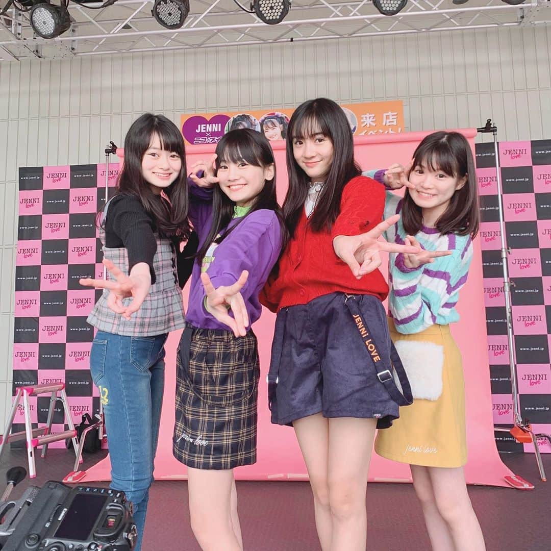 ニコ☆プチのインスタグラム：「今日は大阪あべのキューズモールでジェニィイベント！﻿ ﻿ ﻿ ユナ、ルキ、えっちゃん、マアヤの4人がお待ちしてます😜﻿ ﻿ ﻿ 第一部は11:30からスタート✨﻿ ﻿ ﻿ ﻿ みんな遊びにきてねーー💕﻿ ﻿ ﻿ #ニコプチ﻿ #ジェニィ﻿ #ジェニィラブ﻿ #高比良由菜﻿ #関谷瑠紀﻿ #石山えこ﻿ #丸山真亜弥﻿ #あべのキューズモール」