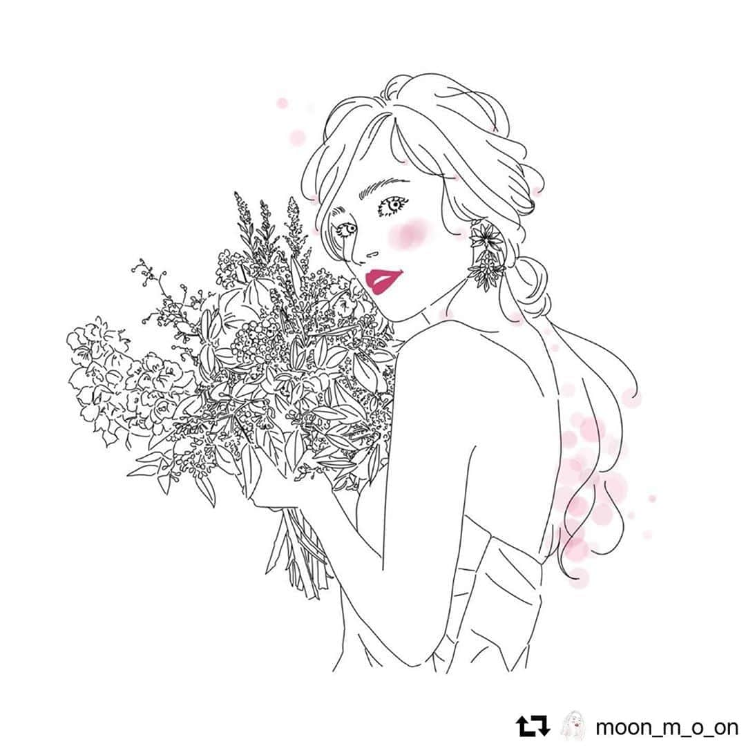 エリサさんのインスタグラム写真 - (エリサInstagram)「素敵な絵をありがとうございます☺️💕 #repost @moon_m_o_on ・・・ . . ♯18 . . #イラスト #イラストレーター #イラストグラム #イラスト好きな人と繋がりたい #おしゃれさんと繋がりたい #おしゃれ好き #美容好きな人と繋がりたい #コスメ好きさんと繋がりたい #ドローイング #線画 #アイコンイラスト #ガールズイラスト #illustration #illust #illustrator #illustrationartists #ウェディングヘア #ウェディング #結婚式 #プレ花嫁 #ウェルカムボード#プレ花嫁さんと繋がりたい #シンプルライフ #ドライフラワー」10月20日 10時40分 - elisa_kinjo