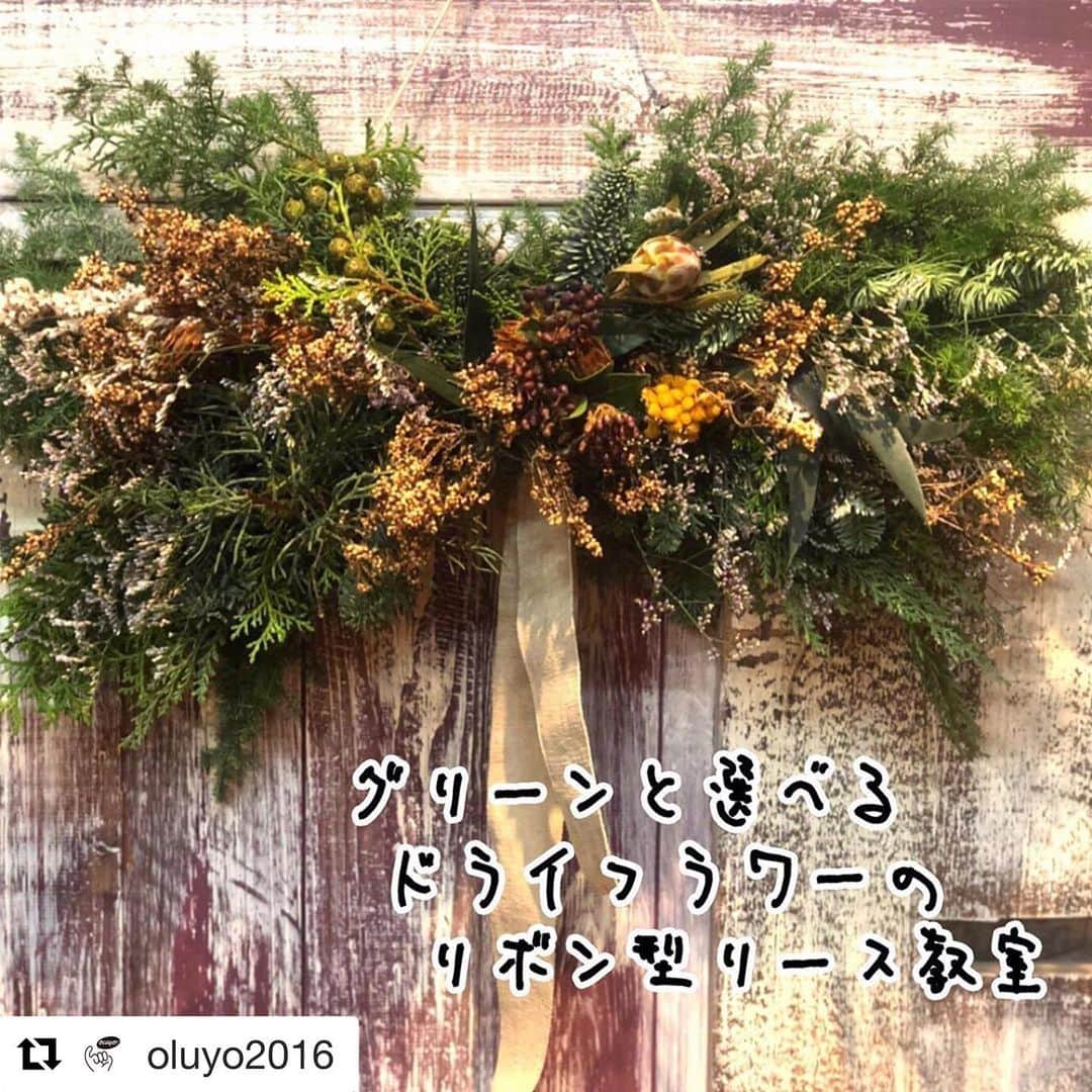 福岡晃子さんのインスタグラム写真 - (福岡晃子Instagram)「今年もクリスマスリース教室やりますよ〜🎄🤶 #Repost @oluyo2016 with @get_repost ・・・ 絶賛予約受付中！ 11月のOLUYOは、 冬の恒例行事となった 東京神楽坂のお花屋「てん.」さんによる クリスマスリースのワークショップ。 今年は、「グリーンと選べるドライフラワーのリボン型リース」。 昨年は棒型リース。自分の好きな色や好みのパーツを選んで作っていただきました。今年はどんなリースが出来上がるでしょうか？ 自分の手で、自分好みのリースを作って素敵なクリスマスを迎えましょう♪ 「グリーンと選べるドライフラワーのリボン型リース教室」  日  時 : 11月23日(土)・24日(日)  1回目 13:00〜 / 2回目 16:00〜 場  所 : OLUYO (徳島市東新町1-14-1 ヒラオカビル3F) 参加費 : 4500円(税込) 講  師 : 東京神楽坂のお花屋「てん.」さん ※当日は汚れても良い服装でお越しください  詳細・ご予約はこちらまで↓ http://oluyo2016.wixsite.com/tokushima/news  #OLUYO」10月20日 12時33分 - akikofukuoka_oluyo