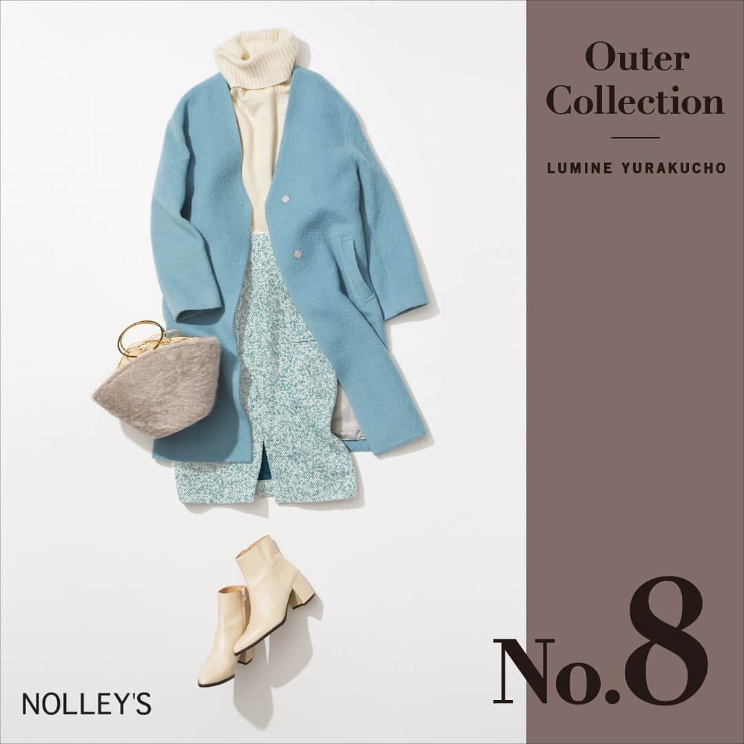 のインスタグラム：「LUMINE YURAKUCHO 2019 AUTUMN OUTER COLLECTION﻿ ルミネ有楽町のピックアップショップから、秋冬シーズントレンドのアウターコーデをお届けします。10/1（火）〜10/31（木）の期間中、ルミネ有楽町のインスタをフォロー＆対象の投稿にいいね！で、アウターが当たる！﻿ ﻿ ノーリーズ［LUMINE1 / B1］﻿ アンゴラ混の柔らかいビーバー素材のコートは、ノーカラーでシンプルなのでコーディネートしやすい一着です。今年注目のペールブルーにオフホワイトのアイテムをミックスして、ノーブルな印象に。淡いカラーのコーデには素材感のあるアイテムで、大人の女性らしいスタイルに。﻿ ﻿ #Outer コート （ノーリーズ）¥28,000﻿ #Knit ニット （ノーリーズ） ¥12,800﻿ #Skirt スカート （ノーリーズ） ¥14, 500﻿ #Bag バッグ （BERTINI） ¥13,800﻿ #Shoes ブーツ （KMB） ¥24,000﻿ ﻿ ※価格はすべて税抜です﻿ ------------------------﻿ ﻿ プレゼント応募方法﻿ STEP 1. ルミネ有楽町公式インスタグラムを「フォロー」﻿ STEP 2. 「プレゼント対象」のマークがついた投稿に「いいね！」﻿ 抽選で5名さまに、プレゼント対象のアウターをプレゼント！（アウター以外のアイテムは含まれません）﻿ ﻿ ■実施日程：2019年10月1日（火）〜 10月31日（木）﻿ ■応募条件：実施期間内にルミネ有楽町のインスタグラムをフォローの上、プレゼント対象コーディネートの投稿に「いいね」をした方。﻿ ■当選発表について：厳選なる抽選の上、発表は11月中旬までに当選者へDMをお送りいたします。	﻿ ﻿ #ルミネ有楽町﻿ #lumineyurakucho﻿ #オトナルミネ﻿ #otonalumine﻿ #autumn2019﻿ #autumn﻿ #プレゼント﻿ #プレゼントキャンペーン﻿ #当たる﻿ #PRESENT﻿ #PRESENTCAMPAIGN﻿ #秋服﻿ #秋コーデ ﻿ #大人コーデ﻿ #outfit﻿ #outfitoftheday﻿ #fashion﻿ #trend﻿ #instafashion﻿ #ファッション﻿ #ファッションコーデ﻿ #トレンドファッション﻿ #NOLLYS﻿ #ノーリーズ﻿ ﻿」