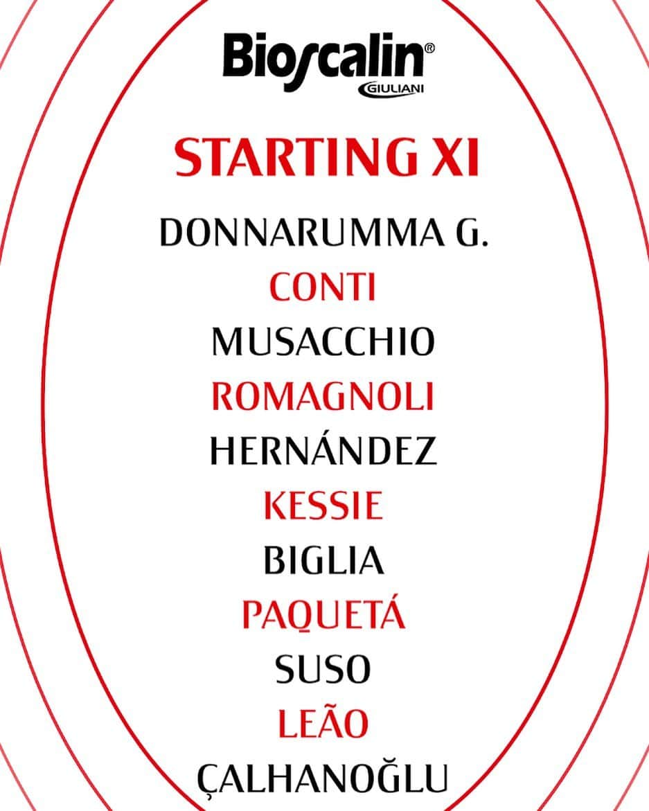 ACミランさんのインスタグラム写真 - (ACミランInstagram)「⚽ #MilanLecce ⚽ Here's our line-up for #SerieATIM matchday 8 🔴⚫ #SempreMilan」10月21日 3時44分 - acmilan