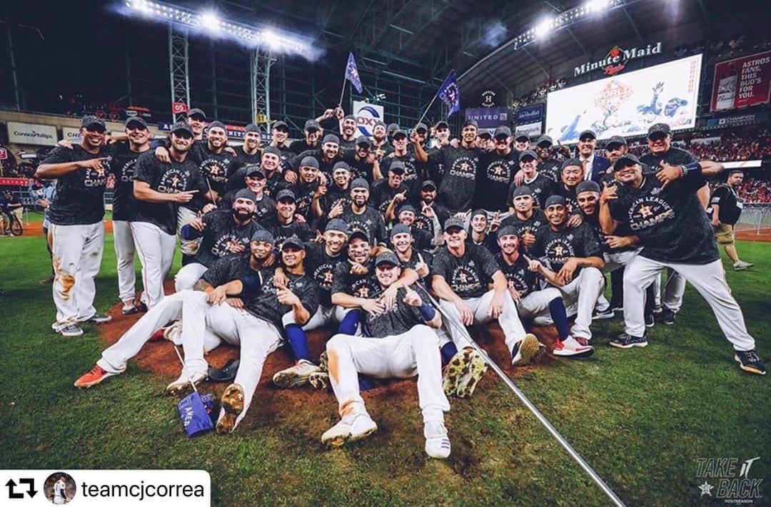 ホセ・アルトゥーベのインスタグラム：「American League champions 🏆」