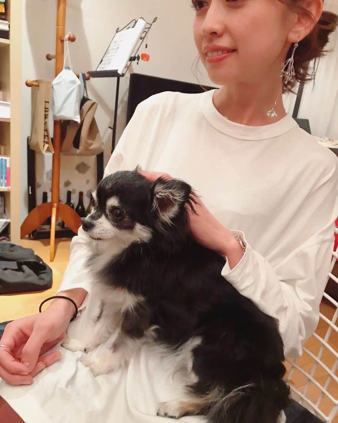 のインスタグラム：「友達のお家に突然お邪魔して美味しい鍋と可愛いわんこ🐶に癒された夜💛」
