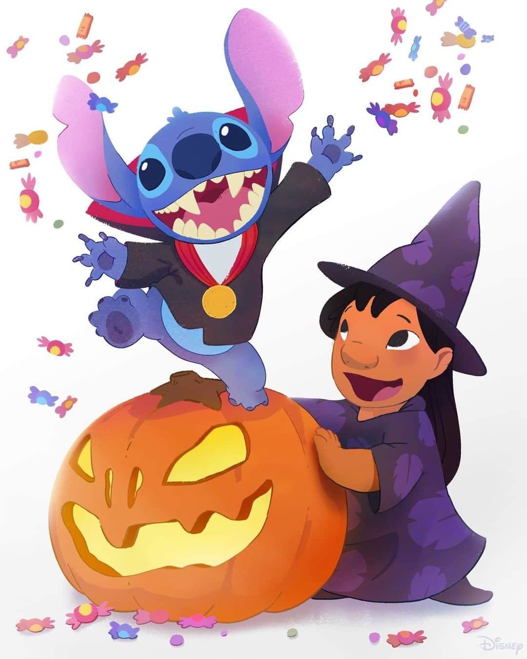 Disneyさんのインスタグラム写真 - (DisneyInstagram)「Trick or treat! Whose costume is cuter? Comment 🧛‍♂️ for Stitch and 🧙‍♀️ for Lilo.」10月22日 3時00分 - disney