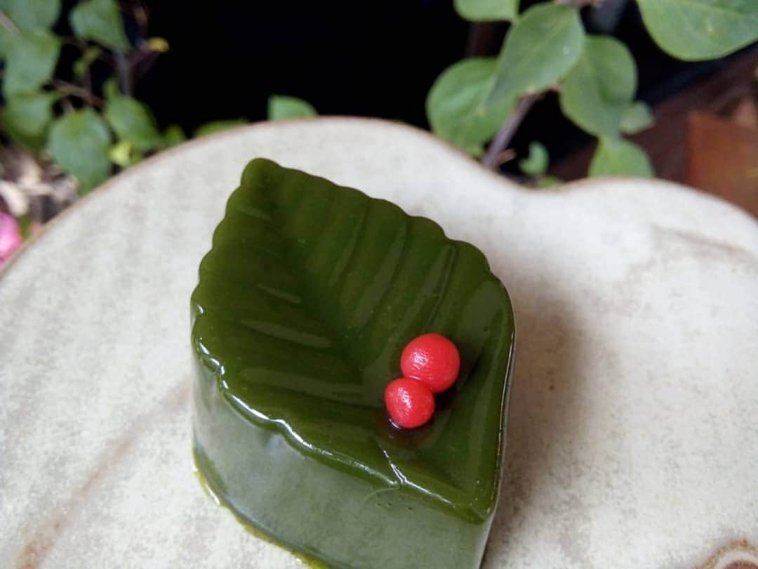 のインスタグラム：「Kind of Yokan made from white beans and  speciality Uji matcha, Kyoto. "Love Letter" send many love messages to all people in the world. It has delicious taste, good looking and luxury fragrance. #matcha #love #letter #sweets #wagashi #canggubali #berawabeach #batubeligbeach #toiro_wagashi #delicious #vegan」