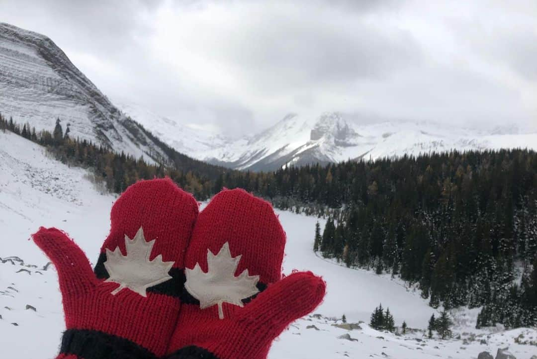 ヘイリー・ベルさんのインスタグラム写真 - (ヘイリー・ベルInstagram)「Obviously happy to be back in the mountains today! 🏔❄️ . . . . #kananaskiscountry #explorealberta #hike #hikealberta #rummellake #snow #canadianrockies」10月22日 8時40分 - hayleighbell