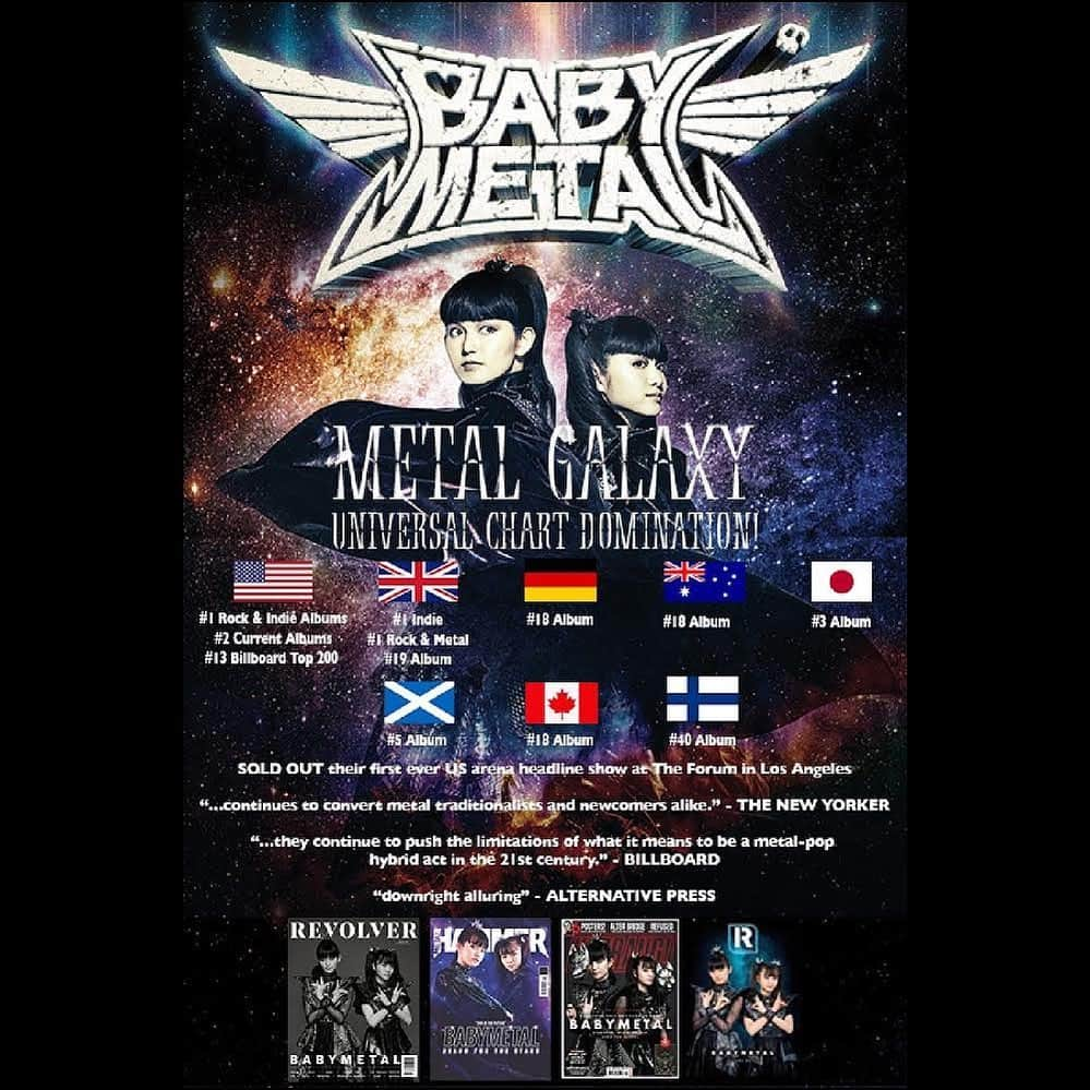 BABYMETALさんのインスタグラム写真 - (BABYMETALInstagram)「Thank you for supporting us!  See you on  METAL GALAXY WORLD TOUR  #METALGALAXY #BABYMETAL #Worldtour」10月22日 15時00分 - babymetal_official