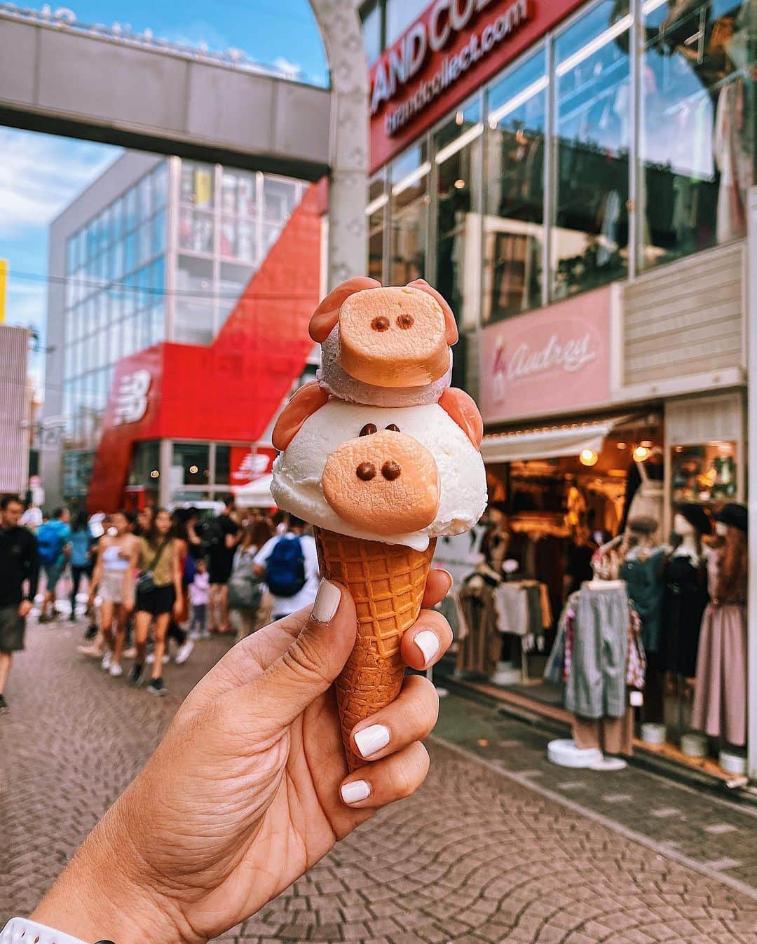 Girleatworldのインスタグラム：「Cute desserts - one of the many reasons I kept going back to Tokyo 🐽🐷🍦 This is the little piggy from Eiswelt Gelato in Harajuku! Aside of little piggy they also have other cute animals ice cream like a chick, bunny and a frog. It's right on Takeshita dori so you really can't miss it.  I've posted up the first two of the series of blog posts I am writing from my most recent Japan trip. The first is an etiquette guide to visiting an onsen (Japanese hot spring pool) and the second one is on the Japanese Alps trek in Kamikochi. Visit to girleatworld.net to read them!  #girleatworld #shotoniPhone #iphone11promax #tokyo #eisweltgelato #littlepiggy #doubutsu #どうぶつえんアイス #どうぶつ」