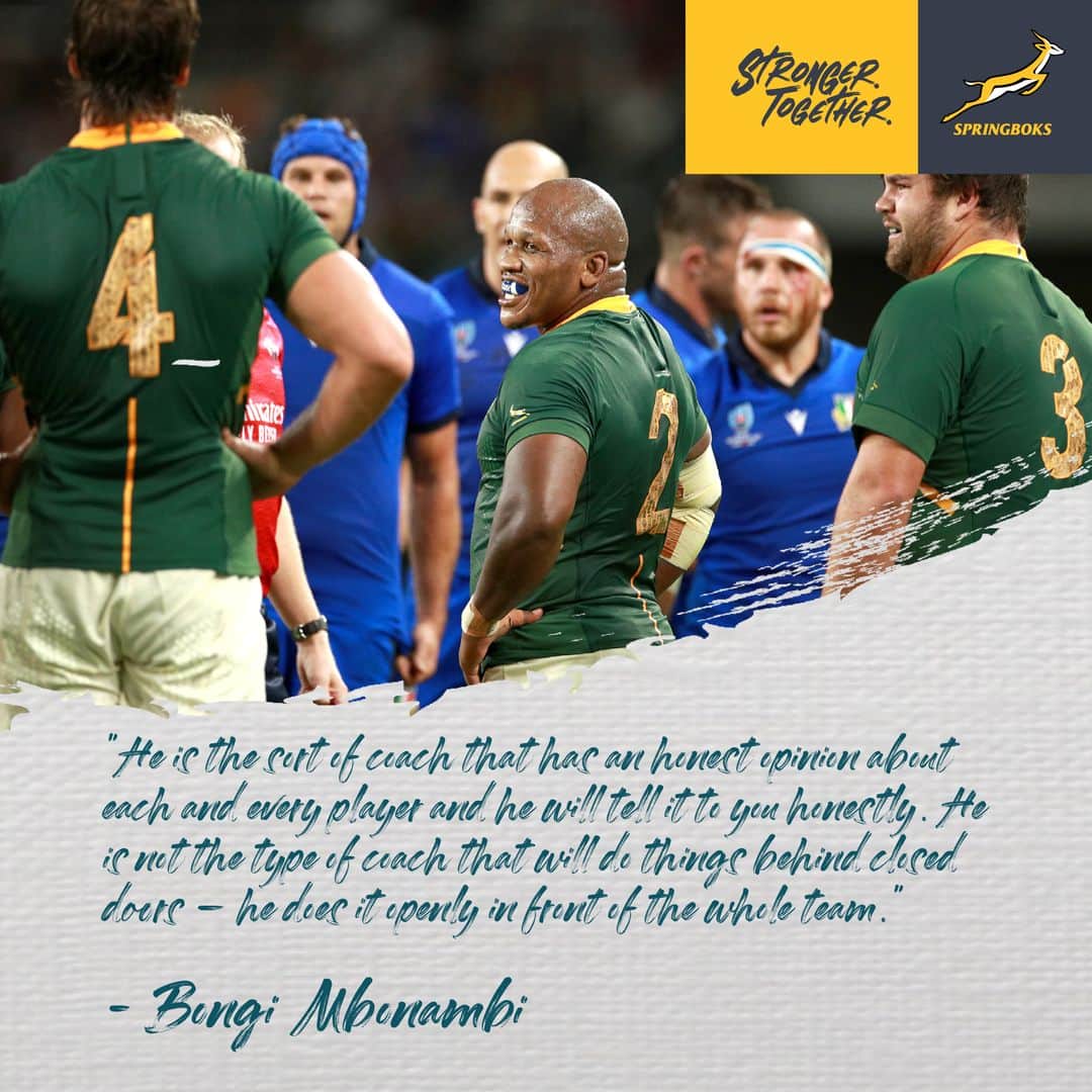 ラグビー南アフリカ代表さんのインスタグラム写真 - (ラグビー南アフリカ代表Instagram)「Rassie Erasmus has had a massive impact on Springbok Rugby. 🇿🇦🏴󠁧󠁢󠁷󠁬󠁳󠁿 #StrongerTogether」10月22日 19時30分 - bokrugby