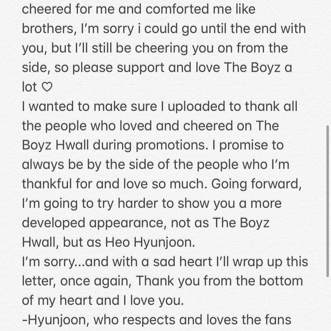 ファルさんのインスタグラム写真 - (ファルInstagram)「Hwall’s Letter Eng Trans Credit: The Subz _ _ ___ 《 #theboyz#더보이즈#활#hwall#heohyunjoon #hyunjoon #theboyzhwall#tbz#hwalltheboyz#허현준」10月23日 16時21分 - heohyunjoonhwall