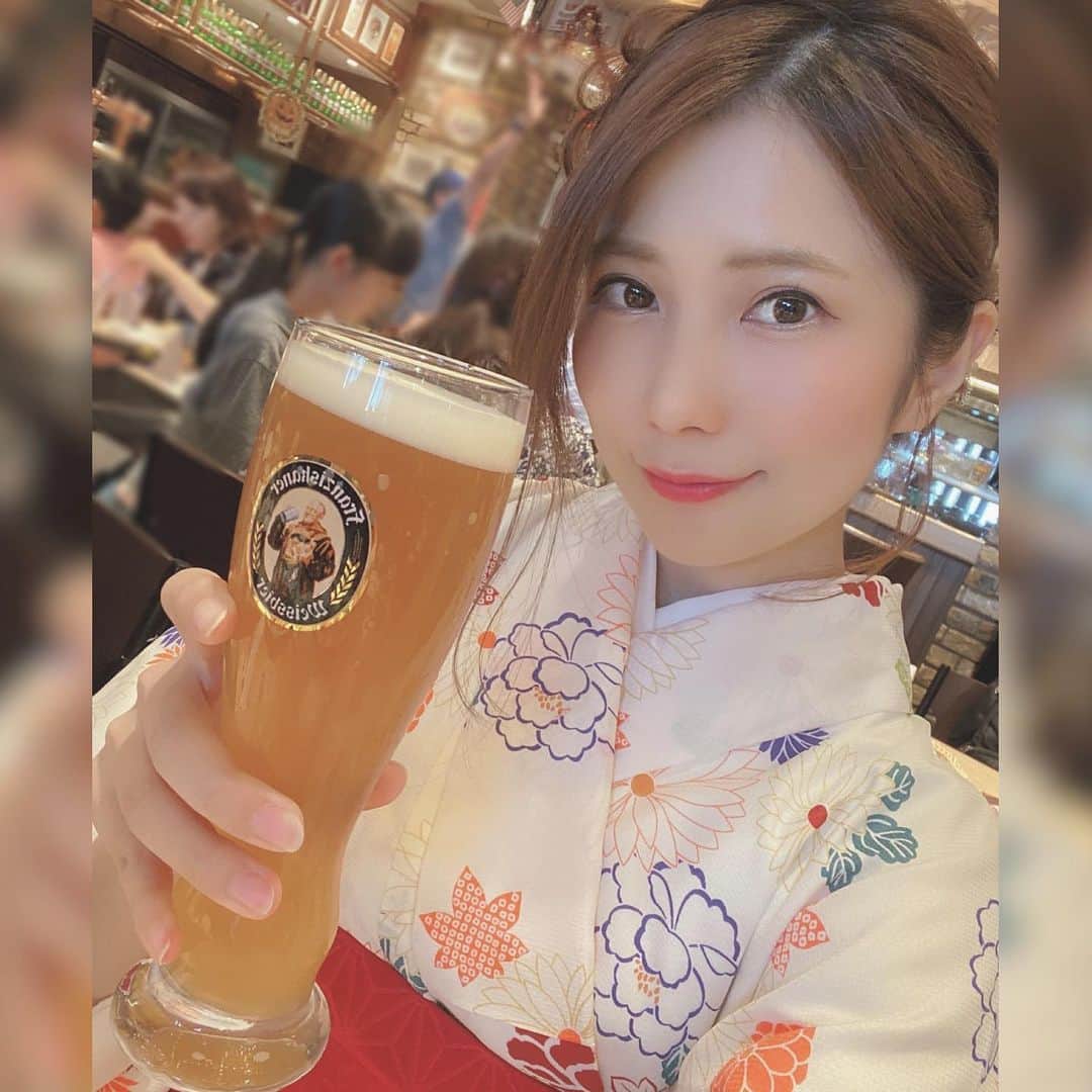 藍澤慶子さんのインスタグラム写真 - (藍澤慶子Instagram)「はい、び い る ♡ #着物 #押上 #スカイツリー #ビール #ビール女子 #ビール飲めない #オリオンビールは飲める #薄目のビールなら飲める #たまに飲みたくなる #kimono #japanese」10月23日 16時23分 - kepiko928