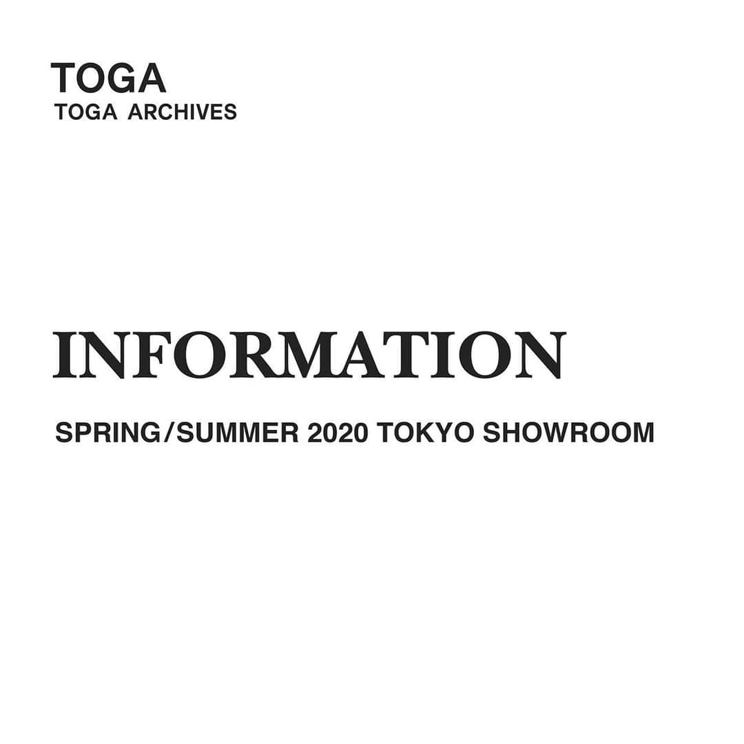 TOGAさんのインスタグラム写真 - (TOGAInstagram)「TOGA SS2020 TOKYO PRESS DAY Date:Wednesday 23rd-Friday 25rd October 2019 ・ #toga #togaarchives #togaarchives_online #toga20ss #トーガ #トーガアーカイブス」10月23日 10時20分 - togaarchives