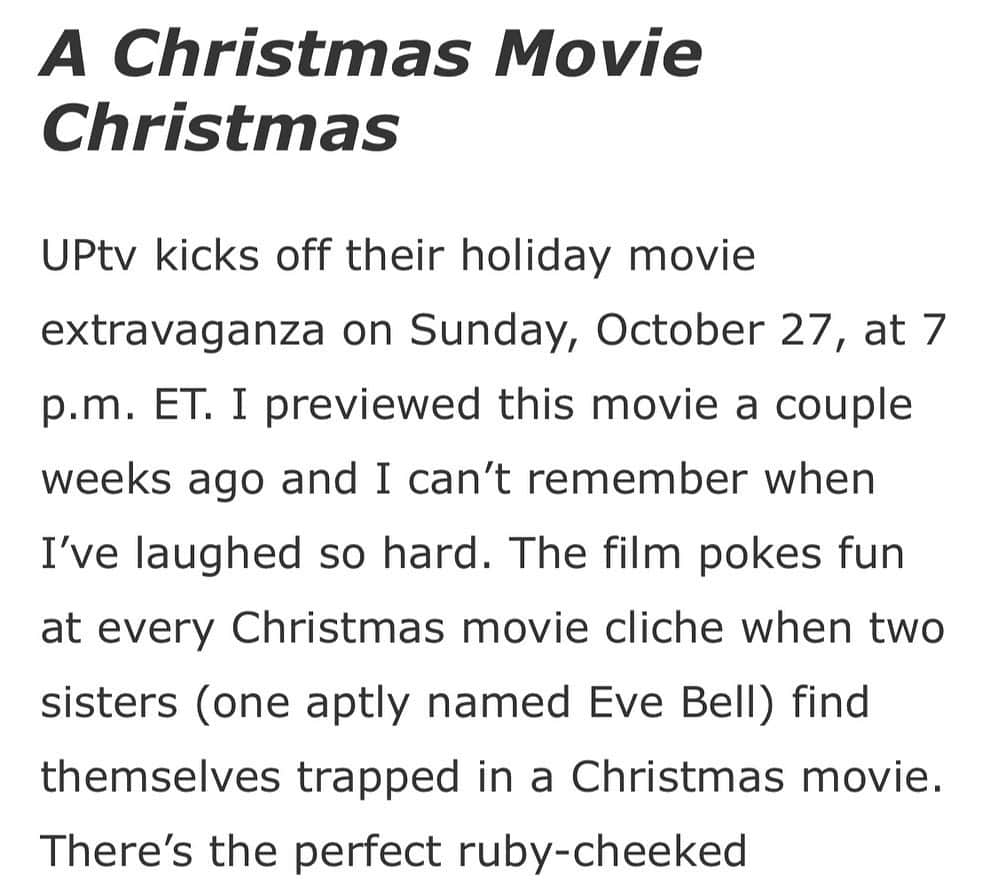 ブラント・ドーハティのインスタグラム：「😱🎄Check out this review from @parademagazine for our movie #AChristmasMovieChristmas! This is seriously everything I could have wanted in a review for our debut as writers. @kimdaugherty_ and I are so proud of this movie and we know you’re gonna love it. Check out A Christmas Movie Christmas on @up_tv this Sunday Oct 27th at 7pm Eastern / 4pm Pacific #christmas #christmasmovie」