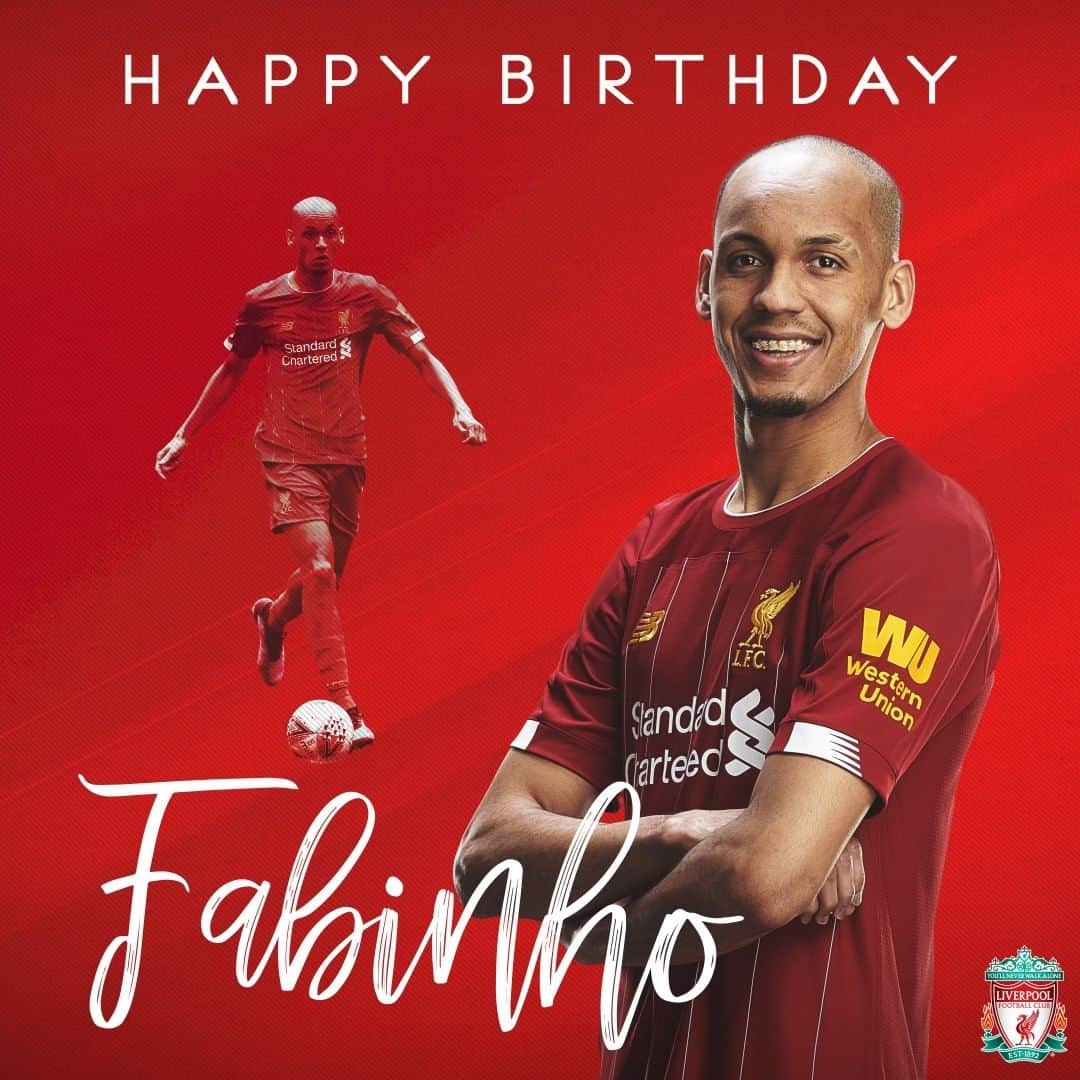 リヴァプールFCさんのインスタグラム写真 - (リヴァプールFCInstagram)「Happy birthday, @fabinho! 🎉🎉 #LFC #LiverpoolFC #Fabinho #Birthday」10月23日 18時33分 - liverpoolfc