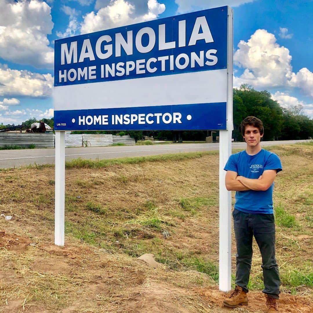 Dylan Dauzatのインスタグラム：「Happy to have a 2nd billboard. Magnolia has inspected over $10.2 million dollars worth of Real Estate & inspected over 140,000 thousand square feet in just the last few months. Thanks to all clients & agents Magnolia does work for everyday statewide. Licensed Home Inspector & Mold Inspector」