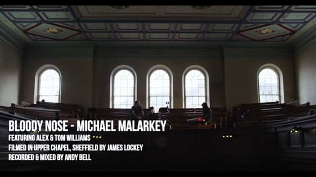 マイケル・マラーキーのインスタグラム：「Stripped-back recording of my song ‘Bloody Nose’ in a Chapel with @aawilliamsmusic @t_dubz_bass is available to watch now - link in bio! Both this song and the live version of ‘Scars’ are available on all streaming and download platforms. Thanks to @hudson_records for arranging.  x」
