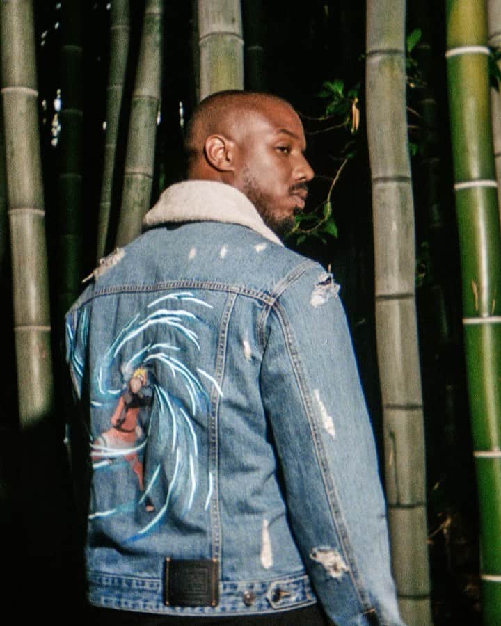 マイケル・B・ジョーダンのインスタグラム：「Signature Rasengan🌀was a must for my #CoachxMBJ denim jacket. A preview of my collection. Have a surprise for you guys tomorrow  #naruto #coachny」