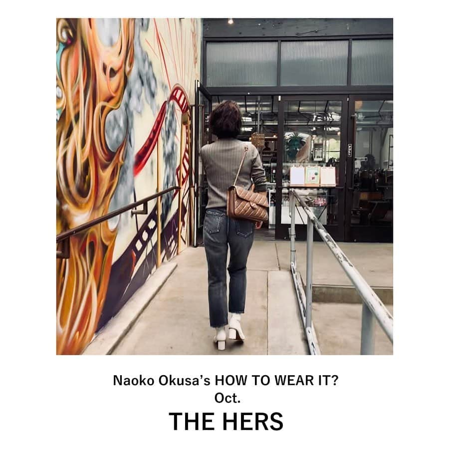 upper hights OFFICIALさんのインスタグラム写真 - (upper hights OFFICIALInstagram)「Naoko Okusa’s ﻿ "HOW TO WEAR IT?"﻿ in Los Angeles﻿ ＿＿＿＿＿＿＿＿＿＿＿＿＿＿＿＿﻿ ﻿ Recommend model 02.﻿ 【THE HERS】﻿ ﻿ Style : 825307-BDA﻿ #BLACKDIAMOND﻿  23,000 yen + tax﻿ ＿＿＿＿＿＿＿＿＿＿＿＿＿＿＿＿﻿ ﻿ ﻿ THE HIS の太ももを少し削り、﻿ 色々なトップスと合わせやすくしたのが﻿ THE HERS。﻿ ﻿ ハイライズ過ぎない、ミッドライズだから、﻿ 今っぽさとはきやすさを実現。﻿ ﻿ ﻿ 秋のスモーキーな色と合わせやすい、﻿ グレイッシュな色が大好き。﻿ ﻿ 太ももの適度なダメージが、﻿ 脚も細く見せてくれるし♡﻿ ﻿ あえて明るい色のブーツを合わせて、﻿ 全身が重くならないように！ ﻿ ﻿ ﻿ by Naoko Okusa﻿ ﻿ ＿＿＿＿＿＿＿＿＿＿＿＿＿＿＿＿﻿ ﻿ *着用サイズ 24 / 身長 #162cm﻿ ﻿ 大草直子さんによる着回し連載﻿ シーズンの注目アイテムをご紹介！﻿ ﻿ その他の商品情報や﻿ お取り扱い店舗につきましては﻿ 下記の代表窓口へお問い合わせくださいませ。﻿ 03-5728-8788﻿ ＿＿＿＿＿＿＿＿＿＿＿＿＿＿＿＿﻿ ﻿ #howtowearit #着回し #連載 ﻿ @naokookusa #大草直子 さん ﻿ @ayaco_suzu ﻿ @upperhights ﻿ #upperhights #new﻿ #denim #jeans #shooting #LA﻿ #アッパーハイツ #デニム #ジーンズ﻿ #ミッドライズ #ボーイフレンドデニム﻿ #ootd #outfit #intheknowgl」10月1日 22時02分 - upperhights