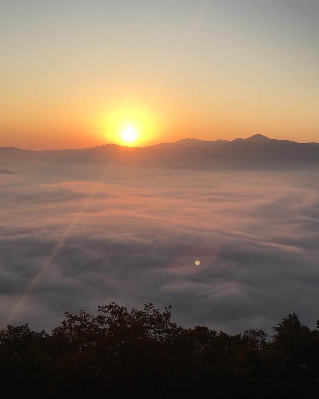 伊藤三巳華のインスタグラム：「遠野から御来光&見事な雲海をお届けします！🌅高清水展望台より🙏✨ #雲海確率高し #パワースポット #敬具 #遠野」