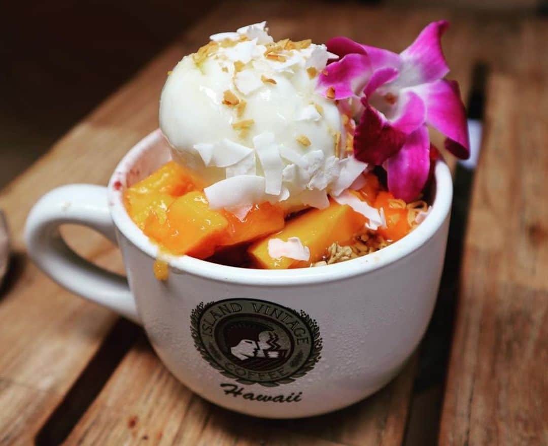 ロイヤル・ハワイアン・センターさんのインスタグラム写真 - (ロイヤル・ハワイアン・センターInstagram)「今回は、ハワイの伝統的なデザートのココナッツミルクからできたハウピナのアイスクリームがのった、 ハウピナ・マノアボウル🌺 💲9.95。 アサイーに混ぜ込んであるコールドプレスのアップルジュースの酸味とハワイ島の蜂蜜の甘みとが重なり合い絶妙な甘さを実現⭐️ ハウピナのアイスクリームと濃厚なマンゴーとバナナとラズベリーも加わって、口の中は幸せに包まれます！！ 極め付けはグラノーラのザクザク感がたまらない！ オススメです🤙 #Repost @keiichi_hawaii  This time, we had Haupina ice cream made from coconut milk, a traditional Hawaiian dessert. Haupina Manoa Bowl 💲9.95. The sweetness of cold juice apple juice mixed with acai overlaps with the sweetness of the honey of Hawaii Island to achieve exquisite sweetness ⭐️ With the addition of Haupina ice cream, rich mango, banana and raspberry, your mouth will be happy! ! The ultimate touch is granola's crunchy feeling!  Recommended!  #islandvintagecoffee  #アイランドヴィンテージコーヒー  #アサイーボウル  #breakfast  #acaibowls  #hawaii  #hawaiilife  #hawaiistagram  #ハワイ情報  #ハワイ好きな人と繋がりたい  #旅行好きな人と繋がりたい  #surf  #beach  #waikiki  #waikikibeach  #ワイキキ  #内海圭一  #ロイヤルハワイアンセンター  #royalhawaiiancenter  #hawaiifood  #oahuhawaii」10月2日 16時13分 - royalhwnctrjp